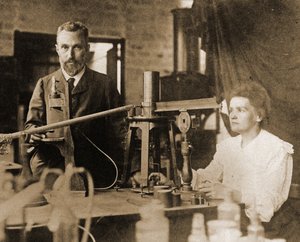 Pierre and Marie Curie in the laboratory by French Photographer