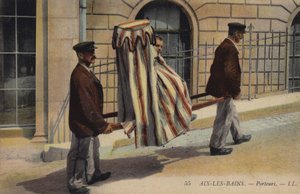 Porters Carrying a Patient at Aix-Les-Bains by French Photographer