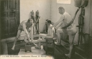 Man being massaged in the thermal bath at Aix les Bains by French Photographer