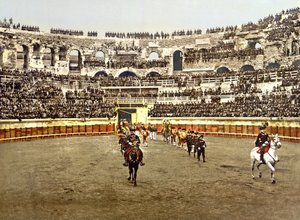 Procession of matadors at the Amphitheatre in Nîmes by French Photographer