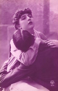Rose-Colored Picture of Couple Embracing by French Photographer