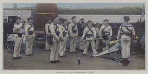 Sailors Carrying Out an Exercise with a Landing Gun on Board a Ship by French Photographer
