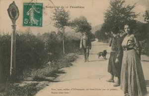Souvenir of the Franco-German frontier. Postcard sent in 1913. by French Photographer