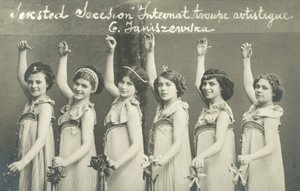 Troupe of young female dancers, smiling