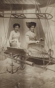 Two Women Flying an Aeroplane by French Photographer