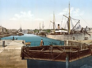 View Up the Canal from the Lock Gates at Caen, 1980-1900