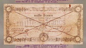 1000 Francs Banknote from 8 Floreal, An X (28th April 1802)