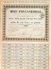 100 francs Bearer share of Aachen mines