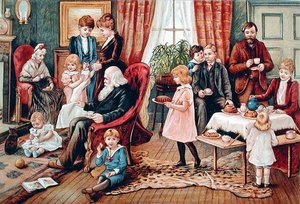 A Family Taking Tea, c.1900 by French School