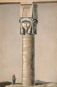 A Hathor headed pillar at Dendarah, illustration Descriptions of Egypt by Edmonde Francois Jomard published 1809-22 by French School