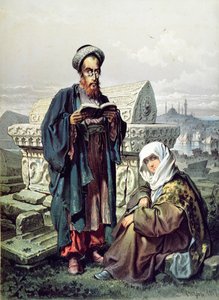 A Jewish couple at a cemetery in Constantinople, 1857 by French School