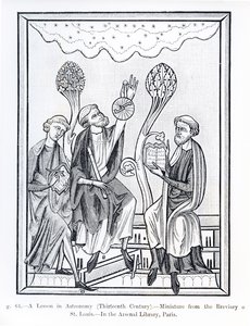 A Lesson in Astronomy, from the Breviary of St. Louis, illustration from Science and Literature in the Middle Ages and the Renaissance, written and engraved by Paul Lacroix, 1878 by French School