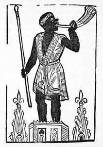 A Moor Standing on a Tower Blowing a Horn to Wake the Dead and Gather Them in the Valley of Josaphat by French School