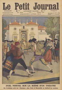A deadly duel on the stage of a theatre in Spain by French School