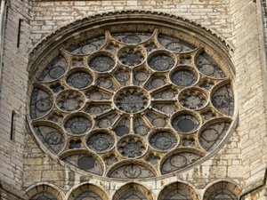 An Exterior View of the South Rose Window by French School