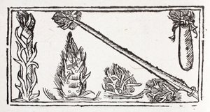 A Flaming Lance, a Rising Flame and Fiery Sparks