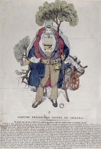 A man protected against cholera, c.1831 by French School