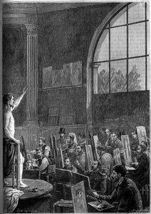 A pose session in an artist workshop in Paris by French School