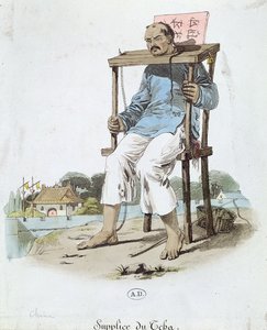 A prisoner in the Cangue in China, c.1800 by French School