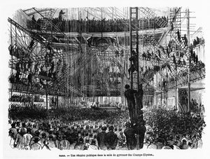 A Public Meeting in the Gymnasium Hall of the Champs-Elysées in Paris - in La Presse illustrée n°104, 30/10/1869, coll. Selva by French School