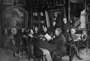 A reading at the Comédie-Française: Alexandre Dumas son reading one of his comedies before the committee