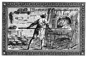 A Vignette Depicting Bread Making by French School