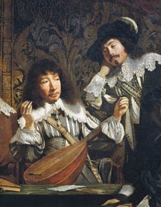 Academy of music, or Meeting of amateurs, circa 1640, detail of tuning of lute