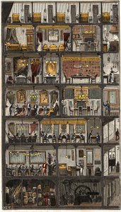 Accommodation in Paris - Cross-section of a Parisian house 1885 - Cross-section of a house in Paris in 1885. in 