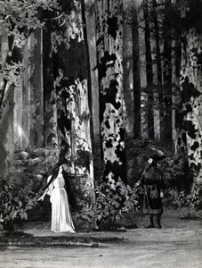 Act I, Scene 1 of Pelleas et Melisande by Debussy (from a photograph of the first production in April, 1902 of the opera at the Opera-Comique in Paris, illustration in Theatre magazine, June, 1902) by French School