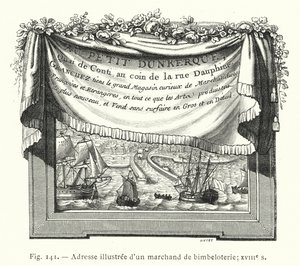 Illustrated address of a trinket merchant; 18th century by French School