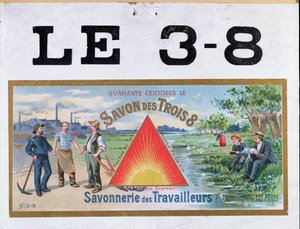Advertisement for 3x8 brand soap, end of the 19th century by French School