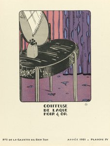 Advertisement for "Black & Gold Lacquer Dressing Table", published 1921
