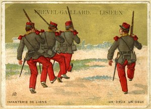 Advertising Chromolithography of Grevel-Gaillard, Lisieux, Online Infantry, One Two, One Two by French School