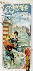 Advertising to get to Ostend (Belgium) from Paris: Ostend: 5 hours from Paris, c.1900 (chromolithograph)