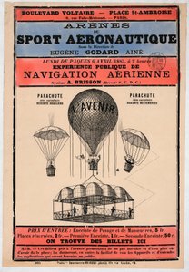 Aeronautics Exhibition to be held in Paris in 1885 under the direction of Eugene Godard, pb. 1885 by French School