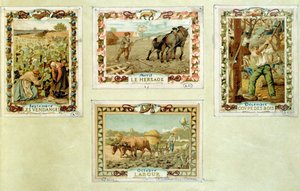 Agricultural calendar depicting the various seasons of farming, end of 19th century