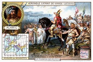 Alaric I, King of the Visigoths, Presents Himself for the Third Time Before Rome in 410 and Demands the Surrender of the City - Liebig Advertising Vignette by French School