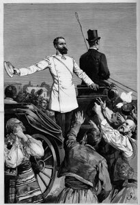 Alexander of Battenberg - Prince Alexander I After His Abdication was Acclaimed by the People When He Left Sofia. Engraving in 
