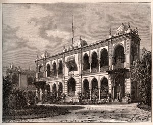 Algiers - Palais du Gouverneur in Mustapha - engraving in La France illustree: geographie, histoire, administration statistique by V.A. Malt-Brown. 1884 by French School