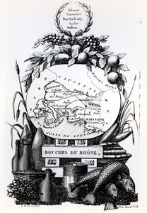 Allegorical map of the Bouches-du-Rhone department by French School