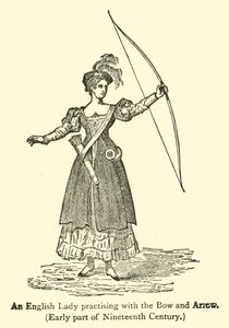 An English Lady practising with the Bow and Arrow, Early part of Nineteenth Century by French School