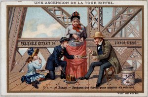 An Ascent of the Eiffel Tower: One Takes Forces on the 1st Floor - Chromo. Liébig, Early 20th Century by French School