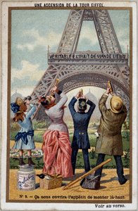 An Ascent of the Eiffel Tower: You Can See the Height of the Tower at the Long View by French School