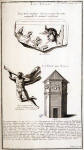 Ancient representations of the wind and wind tower - engraving by French School