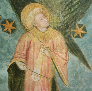 Angel musician playing a gigue (detail)