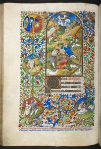 Announcement to the Shepherds, Add Ms 18850 f.70v Book of Hours (The Bedford Hours) c.1410-30 by French School