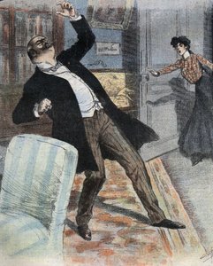 Apoplexy attack (sudden cessation of brain activity due to an accident of blood circulation in the brain). Illustration of the end of the 19th century for the novel 