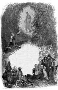 Appearance of the Virgin Mary to Bernadette Soubirous (1844-1879) in the Cave of Lourdes, Hautes Pyrenees