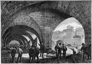 Architecture: view of the underground vault of the Quai de Gevres in Paris by French School
