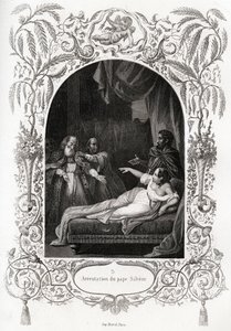 Arrest of Pope Silvere (Silverio). Engraving to illustrate 